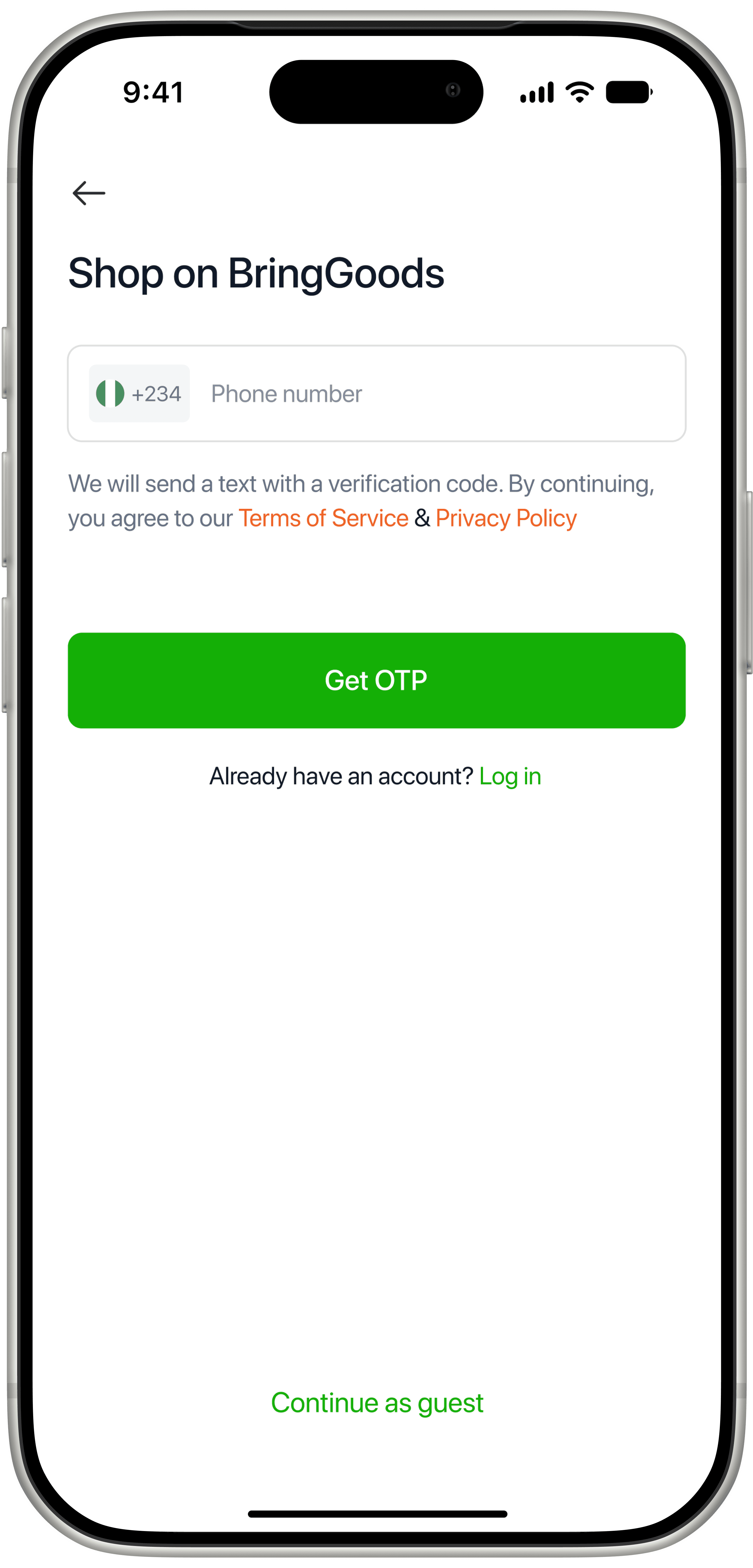 Sign up with phone