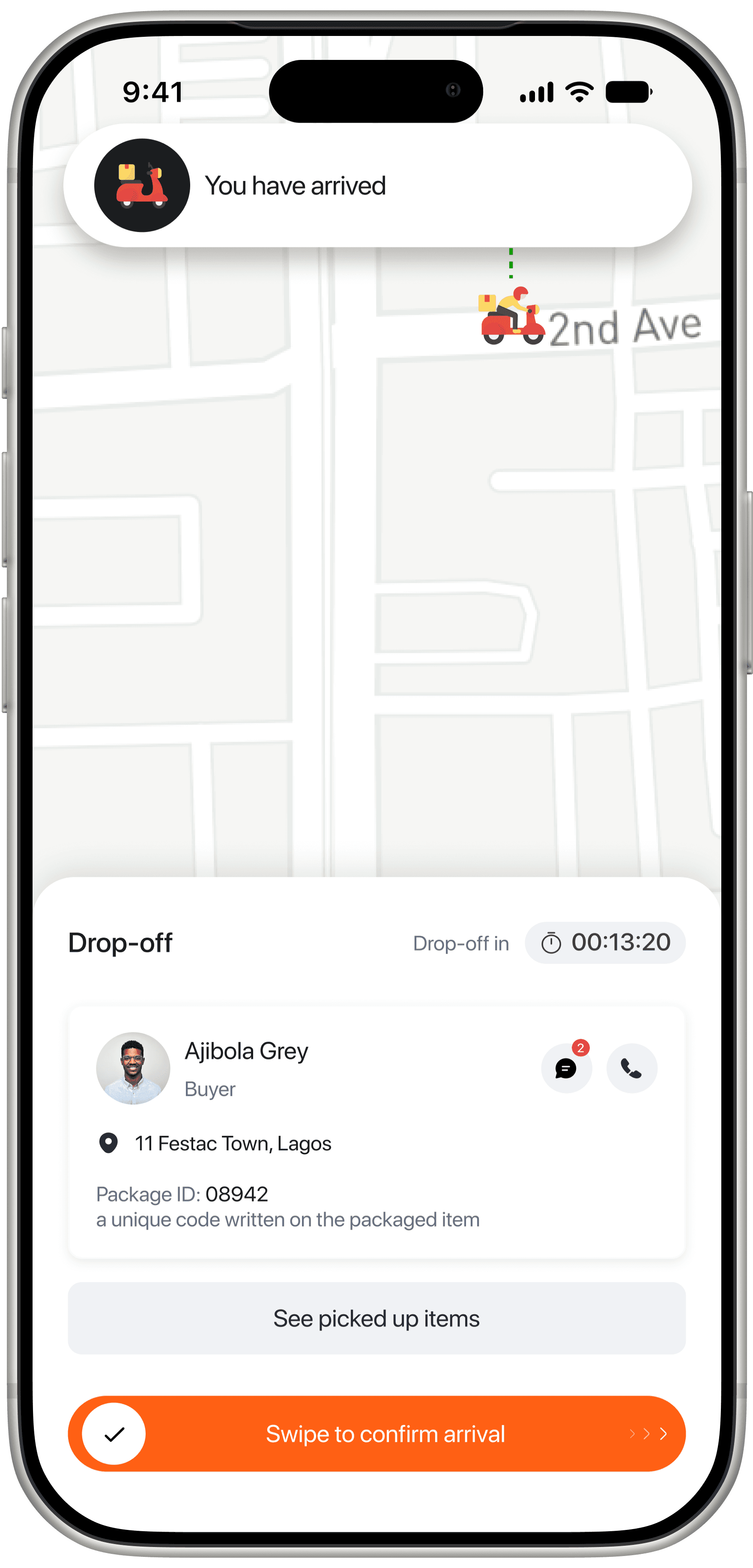 Confirm arrival at drop-off