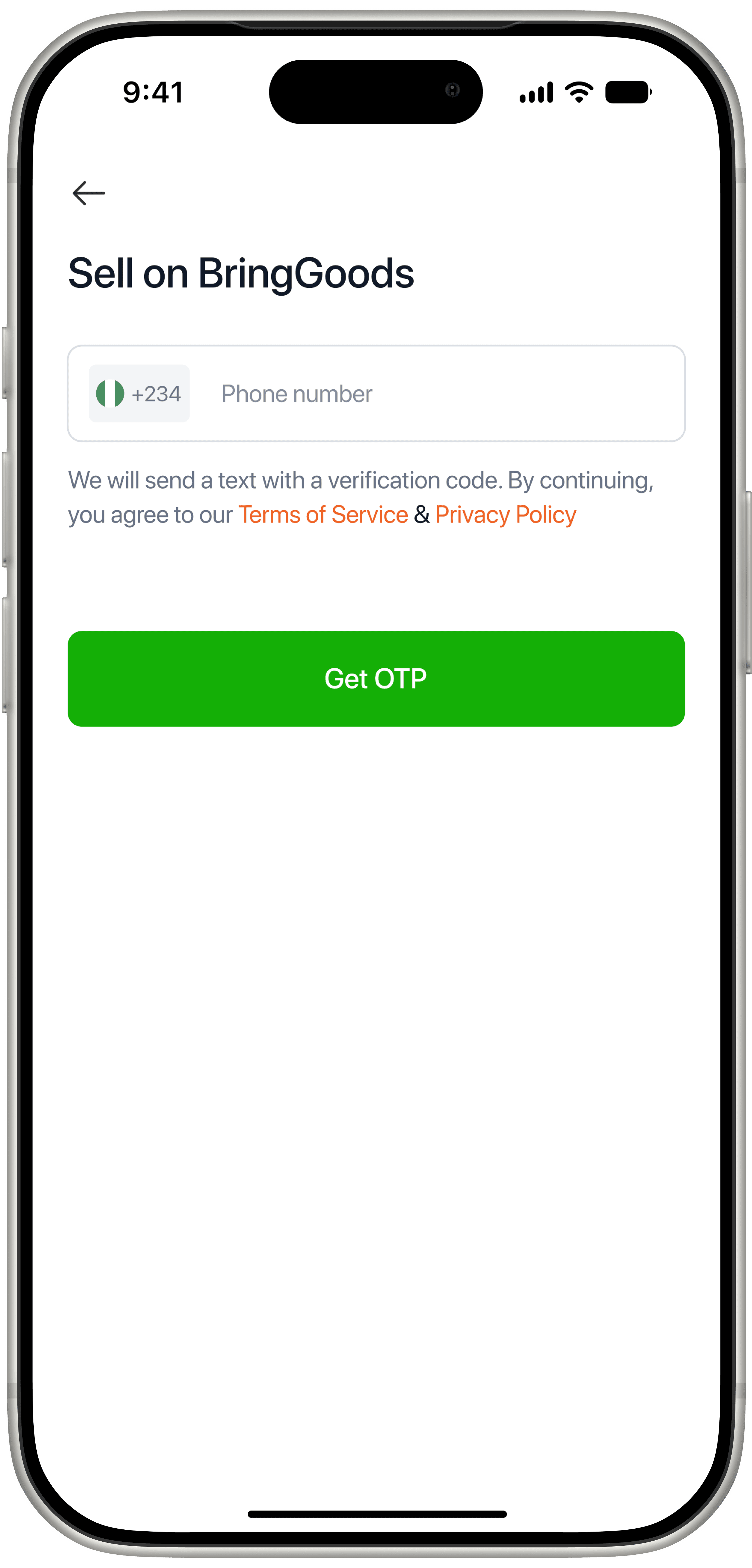 Sign up with phone
