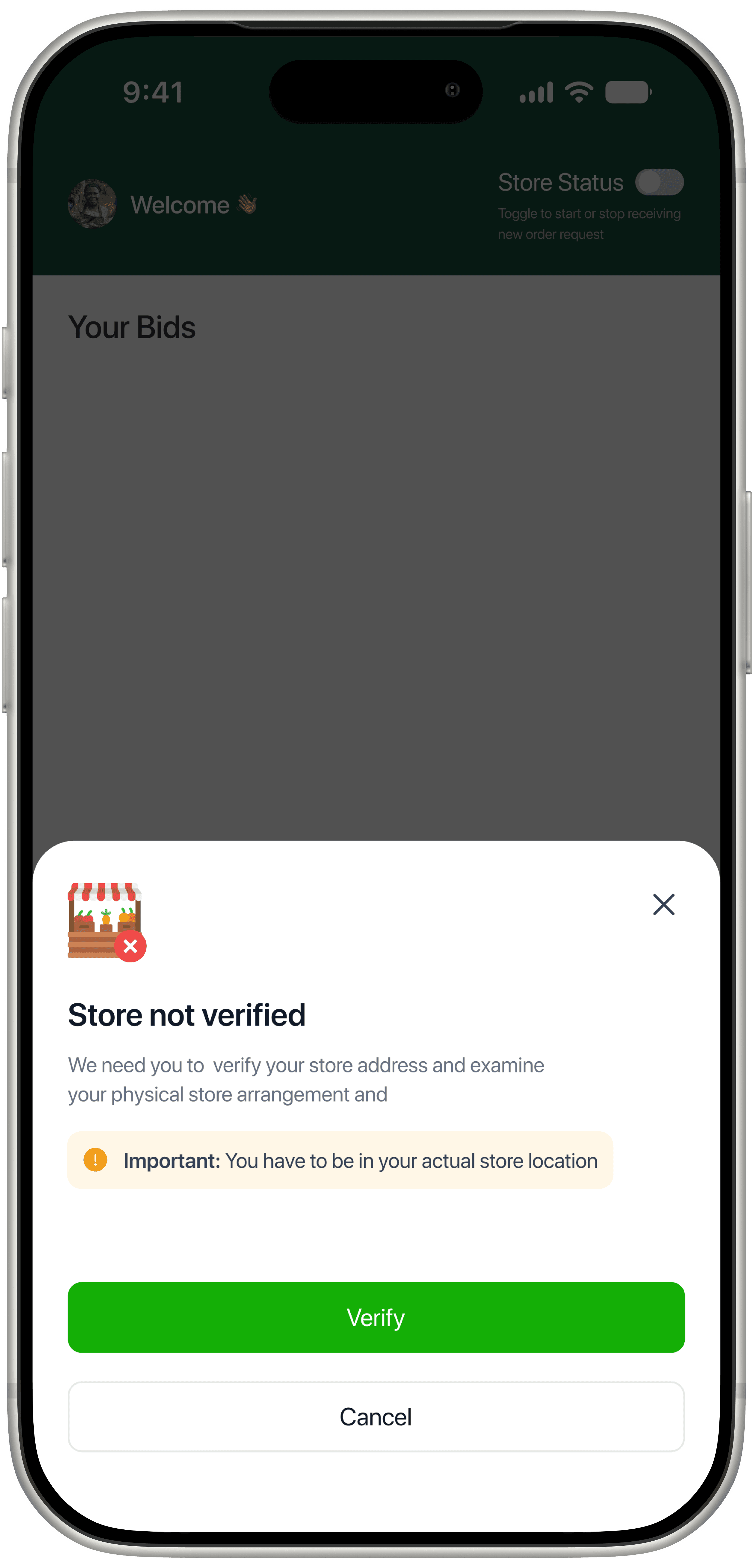 Store verification needed