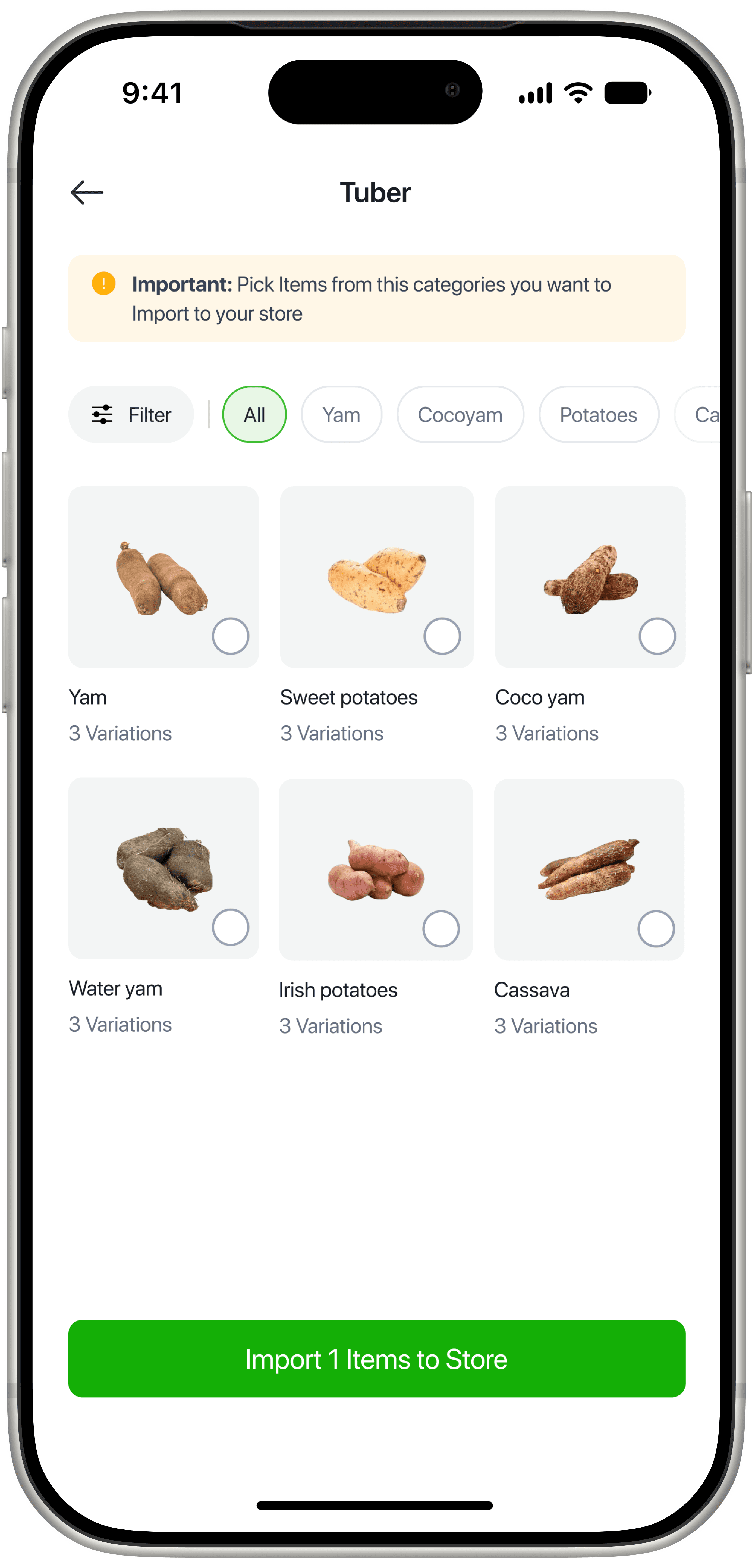Choose tuber varieties
