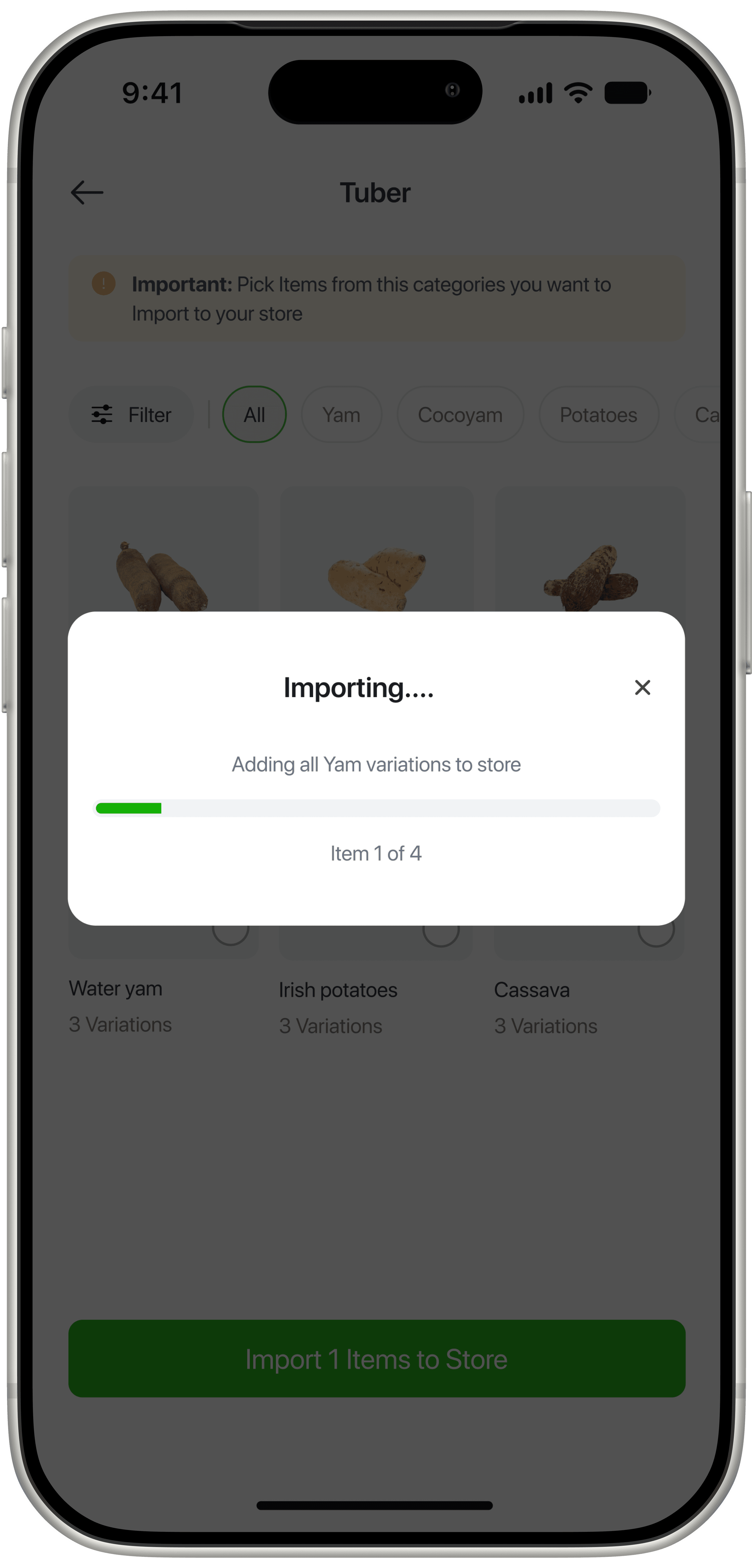Importing to store