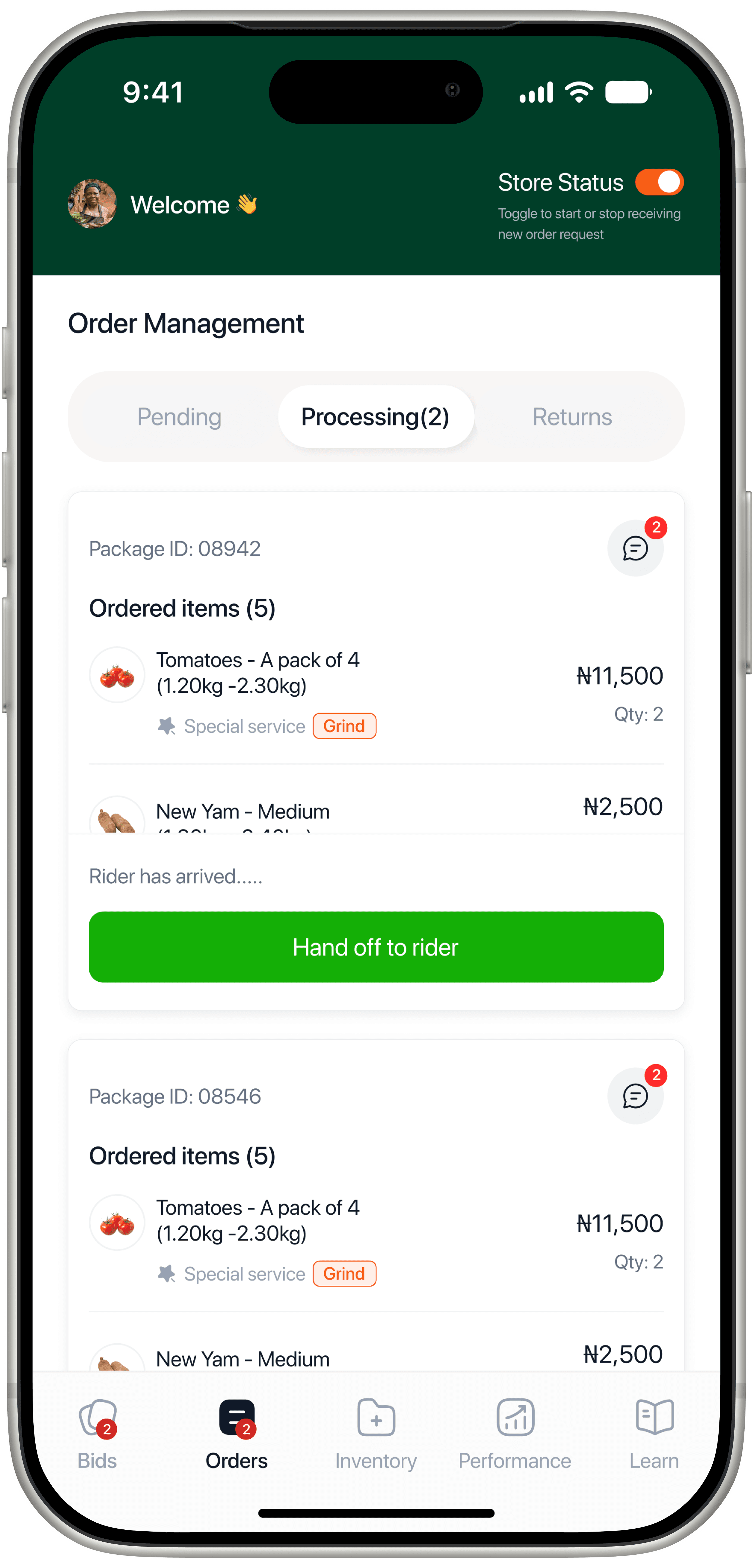 Manage orders