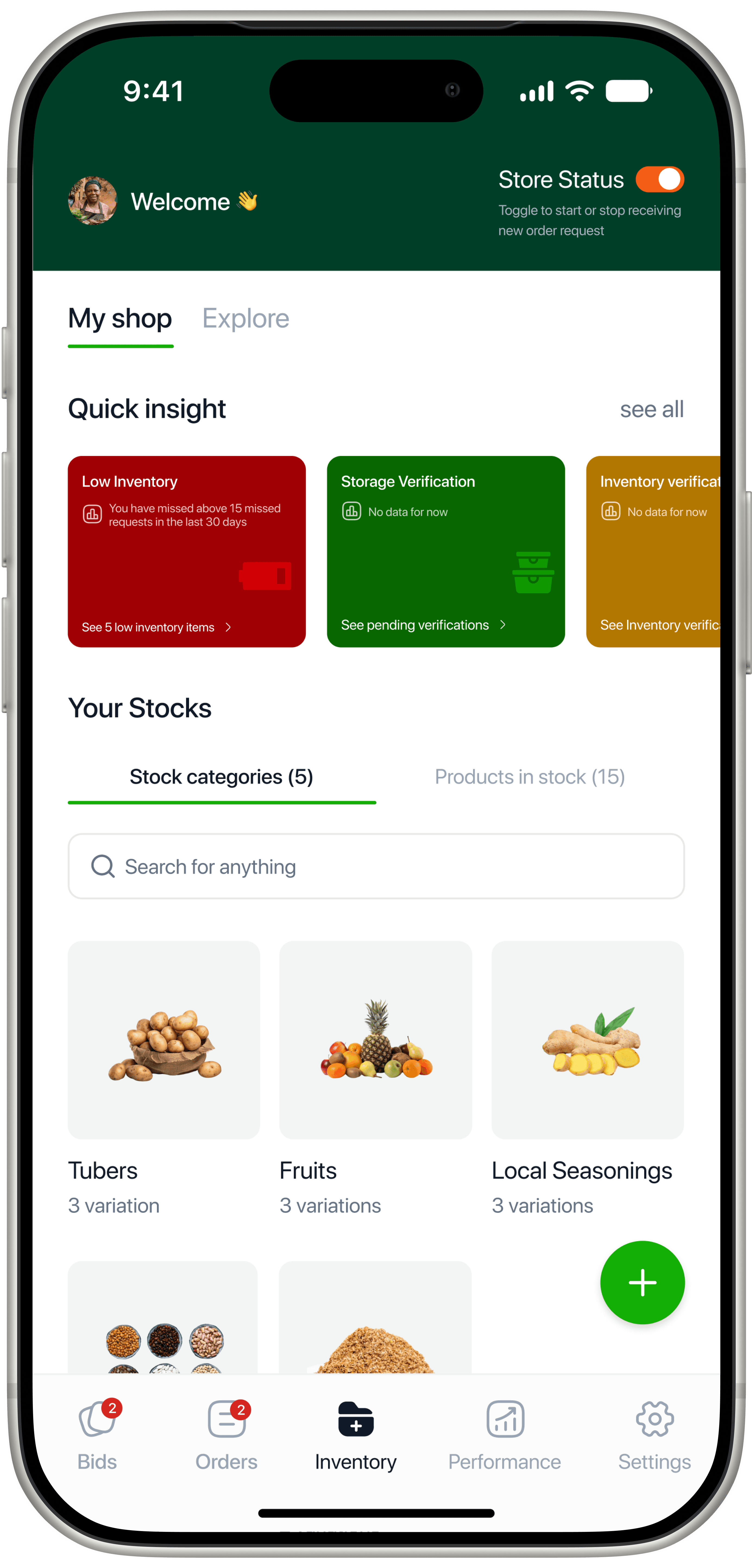 Store dashboard